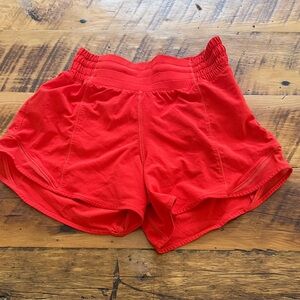 lululemon athletica Bright Red Athletic Shorts hotty hot 2.5 inches inseam